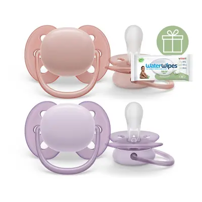 PHILIPS AVENT - Šidítko Ultrasoft Premium neutral 0-6m dívka, 2 ks+WW Soapberry 60ks