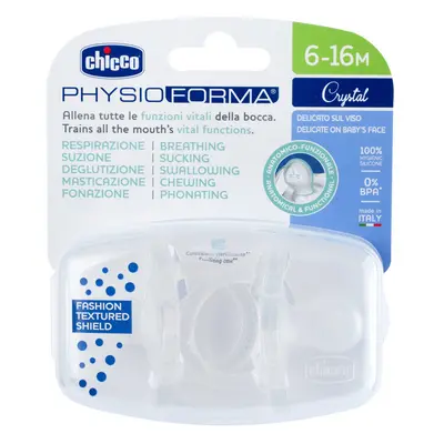 CHICCO - Dudlík Physio Luxe celosilikonový 6-12m crystal 2 ks