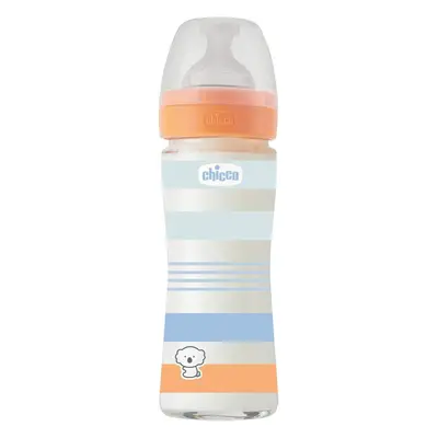 CHICCO - Láhev kojenecká sklo Well-being silikon 240ml kluk