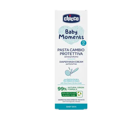 CHICCO - Krém na dětský zadeček Baby Moments bez parfému s 99% přírodních složek 100ml, 0m+