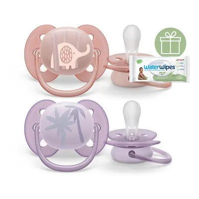 PHILIPS AVENT - Šidítko Ultrasoft Premium Zvířátko 0-6m dívka, 2 ks+WW Soapberry 60ks