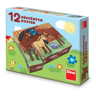 DINOTOYS - Kubus Domácí zvířátka 12 kostek