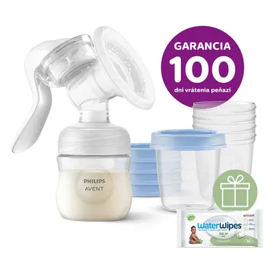 PHILIPS AVENT - Odsávačka mateřského mléka manuální + VIA 180 ml 5 ks+WW Soapberry 60ks