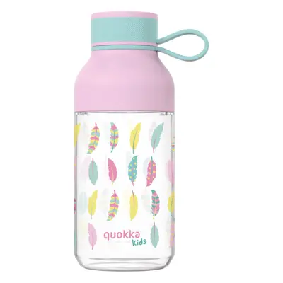 QUOKKA - Plastová láhev Ice Kids s poutkem Feathers 430 ml