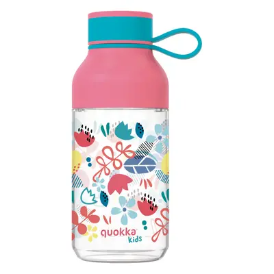 QUOKKA - Plastová láhev Ice Kids s poutkem Flowers 430 ml