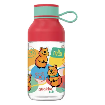 QUOKKA - Plastová láhev Ice Kids s poutkem Happy 430 ml