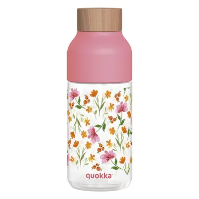 QUOKKA - Plastová láhev Ice Pink Flowers 570 ml