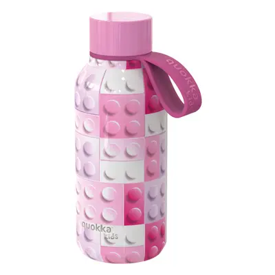 QUOKKA - Nerezová termoláhev Solid Kids s poutkem Pink Bricks 330 ml