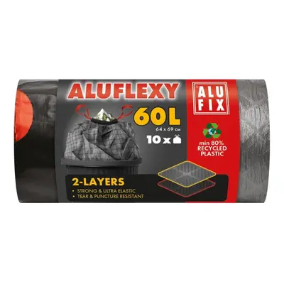 ALUFIX - Pytle na odpad zatah. LDPE 60L / 10ks (64x69cm) sivo-černé 33 mic