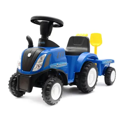 BABY MIX - Dětské odrážedlo traktor s vlečkou a nářadím New Holland modrý