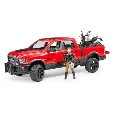 BRUDER - 02502 Terénní auto RAM, motorka Scrambler Ducati Desert, figurka