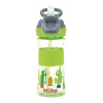 NUBY - Láhev sportovní s měkkou sklopitelnou brčkem 360 ml, zelená, 3+