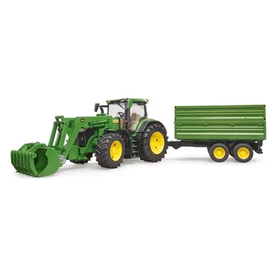 BRUDER - Traktor John Deere s předním nakladačem a sklápěcím přívěsem