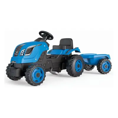 SMOBY - Šlapací traktor Farmer XL modrý s vozíkem