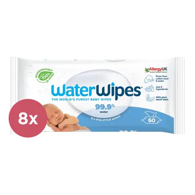 WATERWIPES - 8x Vlhčené obrousky bez obsahu plastů 60 ks ( 480 ks )