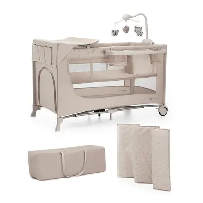 KINDERKRAFT - Postýlka cestovní Joy 2 s doplňky Beige