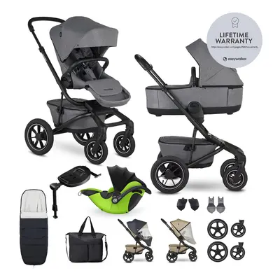 EASYWALKER - Kočárek kombinovaný Jimmey Iris Grey XXL AIR + RWS + KIDDY Evoluna i-size 2 + zákla