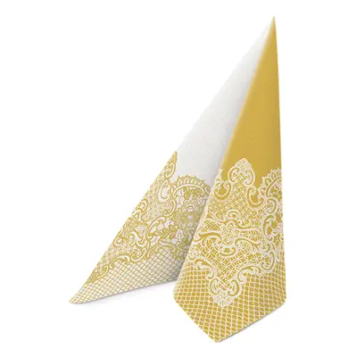 PAW - Ubrousky AIRLAID 40x40 cm - Reverse Royal Lace gold-white