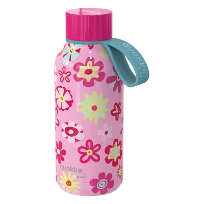 QUOKKA - Nerezová termoláhev Solid Kids s poutkem Flowers 330 ml