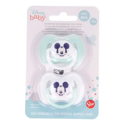 STOR - Symetrická silikonová savička MICKEY MOUSE, 2ks, 6+, 13065