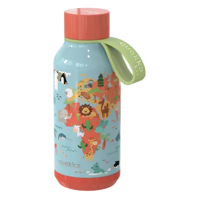 QUOKKA - Nerezová termoláhev Solid Kids s poutkem Map of Life 330 ml