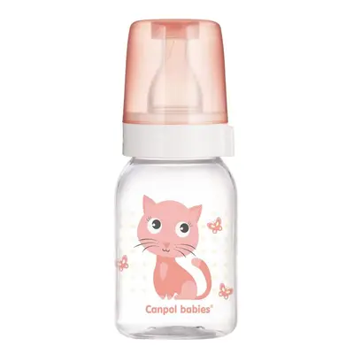 CANPOL BABIES - Lahev s potiskem CUTE ANIMALS 120ml - růžová