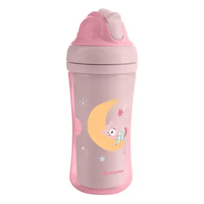 KIKKABOO - Hrnek se silikonovým brčkem 220ml 8m+ Moony me Pink