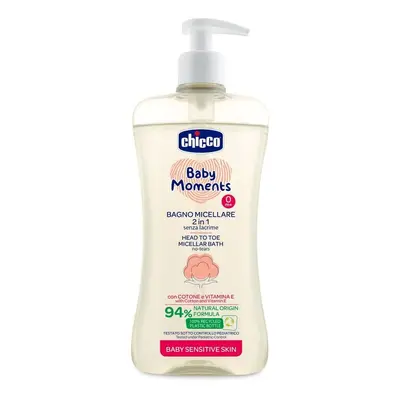 CHICCO - Šampon micelární na vlasy a tělo s dávkovačem Baby Moments Sensitive 94% přírod. složek