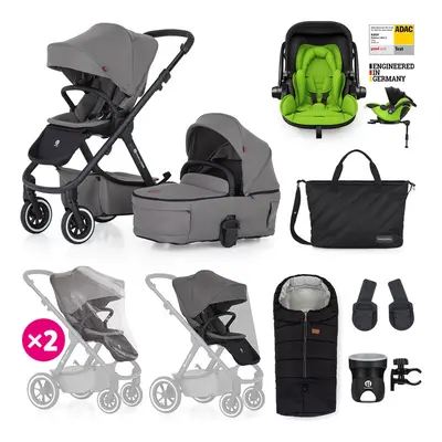 PETITE&MARS - Kočárek kombinovaný ICON 2v1 Dove Grey XXL AIR + KIDDY Evoluna i-size 2 + základna