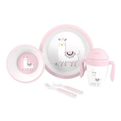 INTERBABY - Jídelní set LAMA +6M - růžový