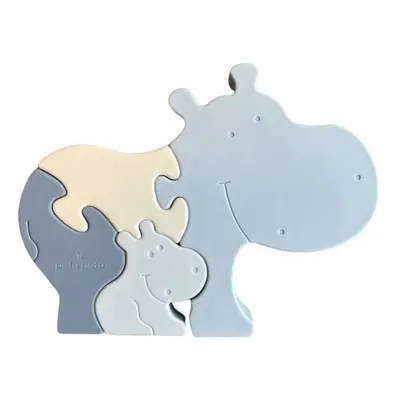 PETÚ PETÚ - Alfie Silikonové puzzle Hippo Blue mix