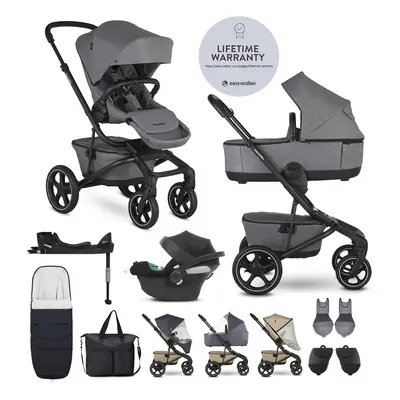 EASYWALKER - Kočárek kombinovaný Jimmey Iris Grey XXL RWS + CYBEX Aton B2 i-Size + základna