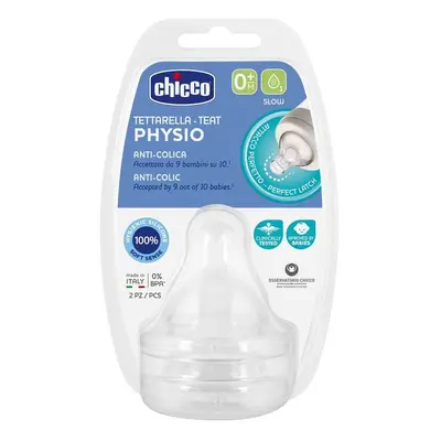 CHICCO - Dudlík na láhev Perfect 5 silikon, pomalý průtok 0 m+, 2 ks