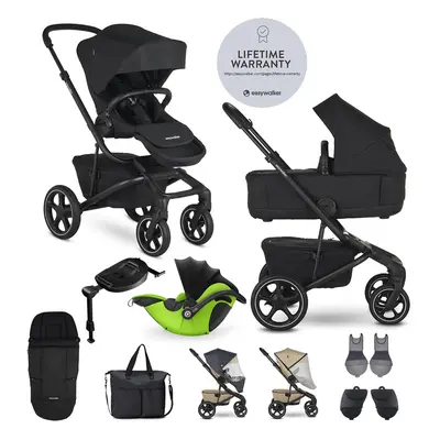 EASYWALKER - Kočárek kombinovaný Jimmey Pepper Black XXL RWS + KIDDY Evoluna i-size 2 + základna