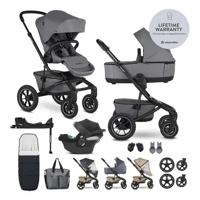 EASYWALKER - Kočárek kombinovaný Jimmey Iris Grey XXL AIR + RWS + CYBEX Aton B2 i-Size + základn