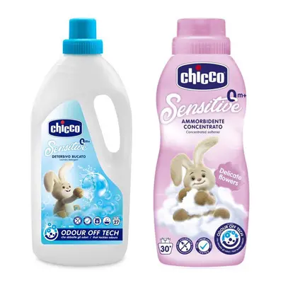 CHICCO - Prostředek prací dětský Sensitive 1,5 l + Aviváž konc. Květinové objetí 750 ml