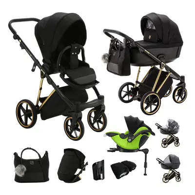 ADAMEX - Kočárek kombinovaný Belissa Special Edition Black/Gold + KIDDY Evoluna i-size 2 + zákla