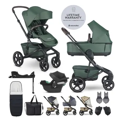 EASYWALKER - Kočárek kombinovaný Jimmey Pine Green XXL RWS + CYBEX Aton B2 i-Size + základna