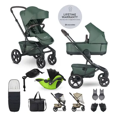 EASYWALKER - Kočárek kombinovaný Jimmey Pine Green XXL RWS + KIDDY Evoluna i-size 2 + základna