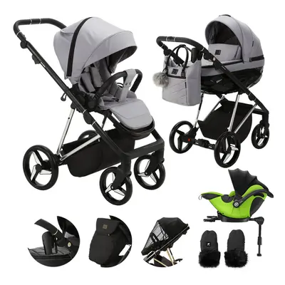 ADAMEX - Kočárek kombinovaný Quantum Special Edition Grey/Silver + KIDDY Evoluna i-size 2 + zákl