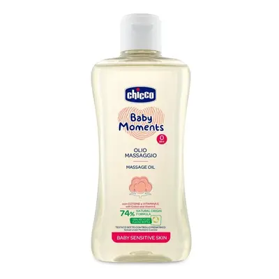 CHICCO - Olej masážní s bavlnou a vitamínem E Baby Moments Sensitive 74 % přírodních složek 200