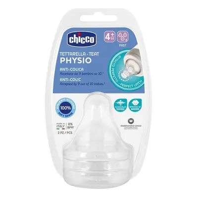 CHICCO - Dudlík na láhev Perfect 5 silikon, rychlý průtok 4 m+, 2 ks