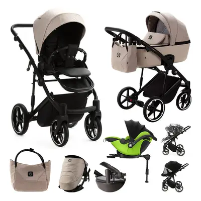 ADAMEX - Kočárek kombinovaný Mobi New Lux Beige + KIDDY Evoluna i-size 2 + základna