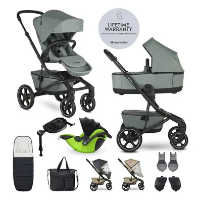 EASYWALKER - Kočárek kombinovaný Jimmey Thyme Green XXL RWS + KIDDY Evoluna i-size 2 + základna