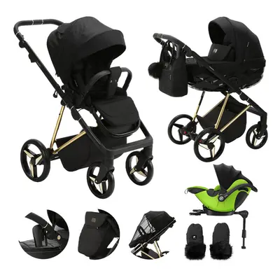 ADAMEX - Kočárek kombinovaný Quantum Special Edition Black/Gold + KIDDY Evoluna i-size 2 + zákla