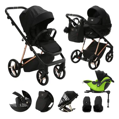 ADAMEX - Kočárek kombinovaný Quantum Special Edition Black/Rosegold + KIDDY Evoluna i-size 2,zák