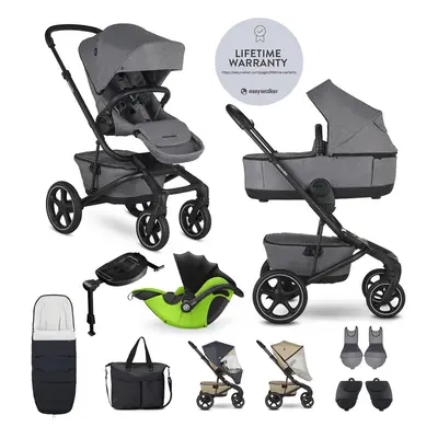 EASYWALKER - Kočárek kombinovaný Jimmey Iris Grey XXL RWS + KIDDY Evoluna i-size 2 + základna