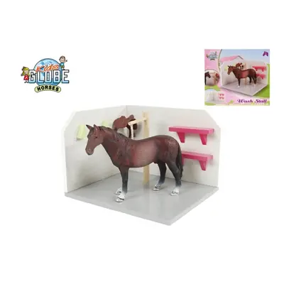 MIKRO TRADING - Kids Globe Horses box pro koně dřevěný 18x12x15cm 1:24 v krabičce