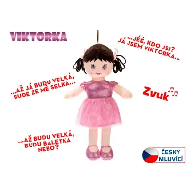 MIKRO TRADING - Panenka Viktorka hadrová 32cm česky mluvící na baterie světle růžová 0m+ v sáčku