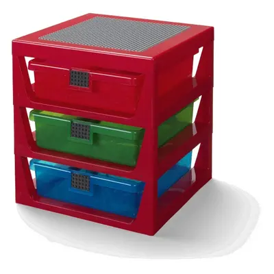 LEGO STORAGE - organizér se třemi zásuvkami - červená